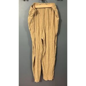 Madewell Pants Womens Brown Crinkle Wide Leg Crepe Elastic Waist‎ Crop Size XL